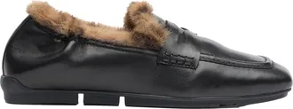 Ash Black Barkley Leather Faux Fur Lining Loafers