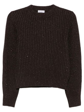 Brunello Cucinelli Dark Brown Crew Neck Sweater