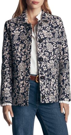 Boden Fife Jacquard Chore Jacket in Navy at Nordstrom, Size 14