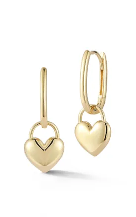 Ember Fine Jewelry 14K Gold Heart Padlock Hoop Earrings