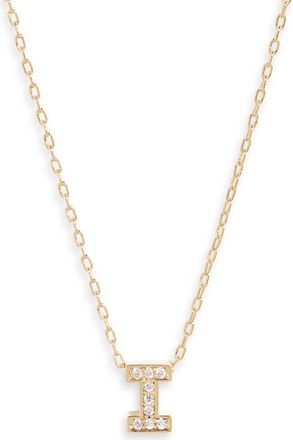 Nordstrom Pav&eacute; Cubic Zirconia Initial Necklace in I- Clear- Gold at Nordstrom