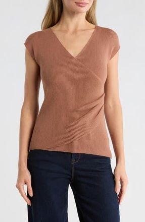 Max Studio Cap Sleeve Wrap Sweater in Rose Gold at Nordstrom Rack, Size X-Large