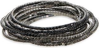 Nordstrom Rack Set of 10 Crystal Stretch Bracelets in Black Multi- Hematite at Nordstrom Rack
