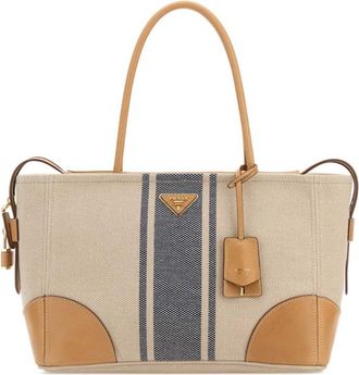 Prada Beige Logo Large Tote