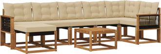vidaXL Conjunto De Sof&aacute;s De Exterior 8 Uds. Natural Y Beige Vidaxl