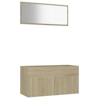 vidaXL Set De Muebles De Ba&ntilde;o 2 Pzas Contrachapada Color Roble Sonoma Vidaxl