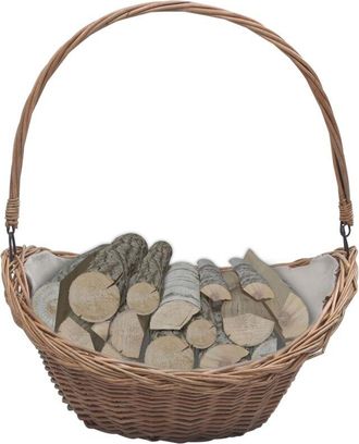 vidaXL Cesta Legna da Ardere con Manico 57x46,5x52cm Marrone in Salice - Vidaxl