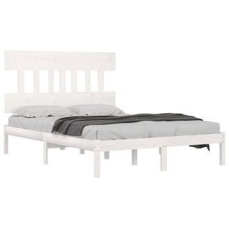 Berkfield Home Beautiful Bed Frame White Solid Wood 140x200 cm