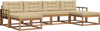 vidaXL Conjunto De Sof&aacute;s De Exterior 6 Uds. Natural Y Beige Vidaxl
