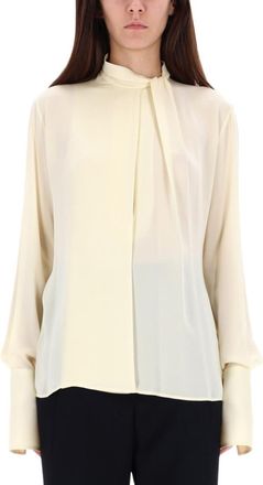 Tom Ford Beige Solid Mock Collar Top