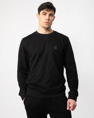 Boss Orange by Hugo Boss Westart Mens Crew Neck Sweatshirt With Logo Patch NOS - Black - Size X-Large