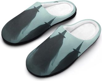 Generic Three Black Witches Cotton Womens Slip-on Slippers Winter Warm House Shoes with Rubber Sole for Home Office Hotel