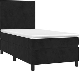 vidaXL Vidaxl - Cama Box Spring Colch&oacute;n Y Led Terciopelo Negro 90x190 Cm