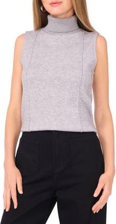 Vince Camuto Rib Turtleneck Sleeveless Sweater in Light Heather Grey at Nordstrom Rack, Size X-Small