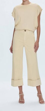 Pistola Denim Maya Cuffed Hem Wide Leg Pants In Custard Yellow