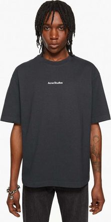 Acne Studios Mens Small Logo Stamp T-Shirt in Black Cotton - Size Small