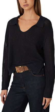 Reiss Matilda Open Collar Knit Silk-Blend Top