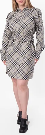 Burberry Check Cotton Shirt Dress, Brand Size 12 ( US Size 10 )