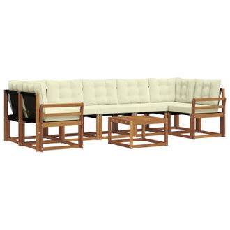 vidaXL Conjunto De Sof&aacute;s De Exterior Con Coj&iacute;n 8 Pcs Natural Y Crema Vidaxl