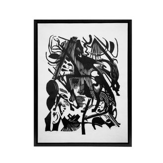 Artery8 Birth of the Wolves Abstract Franz Marc Vintage Framed Canvas Wall Art in White | Size: W24 x H32