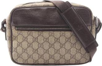 Gucci Pre-owned GG Plus Coated Canvas Shoulder Bag - Dames - Vintage Schoudertas - Beige - ONE Size - Leer - Vintage