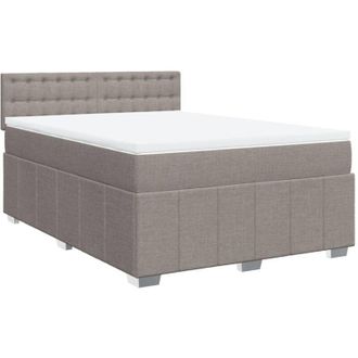 vidaXL Cama Box Spring Con Colch&oacute;n Tela Gris Taupe 140x190 Cm Vidaxl