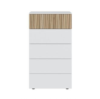 For&eacute;s Settimanale 61x40x109 Cm Con 5 Cassetti Bianco Artik E Naturale - Edera