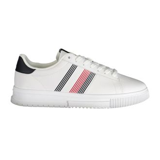 Tommy Hilfiger Schoenen, Heren, Wit, 43 EU, Sportieve Vetersneakers Wit Contrast Logo
