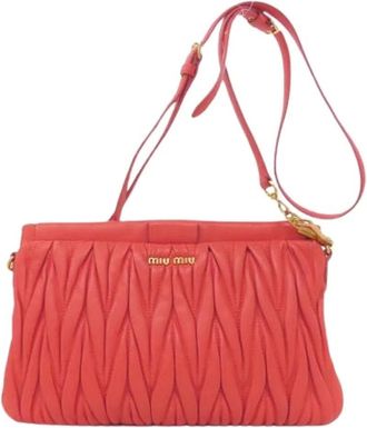 Miu Miu Pre-owned Cross Body Bags, female, Pink, Size: ONE SIZE Pre-owned Leather Shoulder Bag