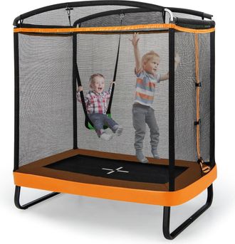 Costway Costway - 2 En 1 Cama Elastica Infantil, Trampol&iacute;n Para Ni&ntilde;os Multifuncional Con Columpio, Trampol&iacute;n Rectangular De Entretenimiento De Capacidad De 10