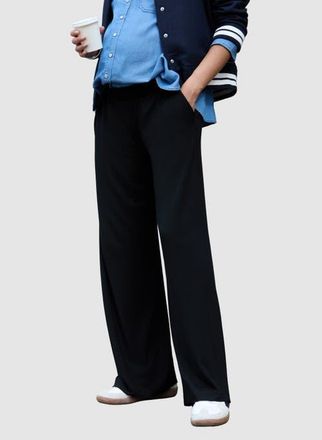 Isabella Oliver Eda Maternity Wide-Leg Trousers in Caviar Black at Nordstrom, Size 10