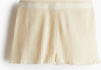 H&M Gerippte Shorts aus Leinenmix - Yellow