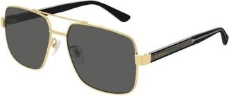Gucci Aviator Zonnebril - Heren - Zonnebrillen - Geel - 60 MM - Leer - Accessoires