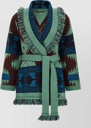 Alanui cashmere fringed belted oversized cardigan