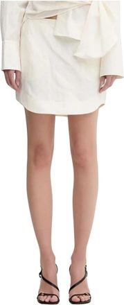 J.W.Anderson Rok met gebogen zoom - Dames - Korte rokken - Wit - S - Leer - Rokken
