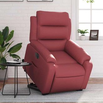 vidaXL Vidaxl - Sill&oacute;n Elevable El&eacute;ctrico Cuero Artificial Rojo Tinto