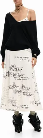 Desigual Printed Slipdress & One-Shoulder Sweater Set in Light Beige at Nordstrom, Size X-Large