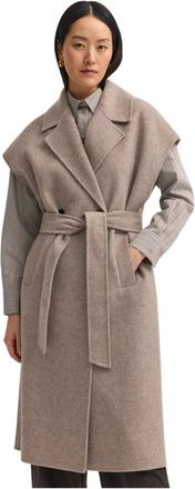 Bugatti Lange Gilet Jas - Dames - Jas met riem - Beige - S - Wol - Jassen