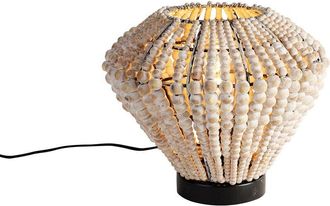 QAZQA Oriental Table Lamp Beige with Beads - Moti