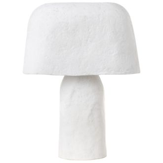 Beliani L&aacute;mpara De Mesa Artesanal De Papel Mach&eacute; Blanco Carrasco