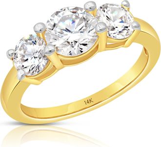 MAX + STONE 14k Yellow or White Gold 2 Carat Cubic Zirconia Anniversary or Engagement Ring