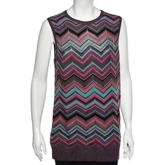 M Missoni Multicolored Perforated Knit Sleeveless Top