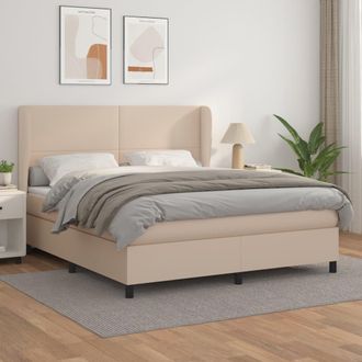 vidaXL Vidaxl - Cama Box Spring Con Colch&oacute;n Cuero Sint&eacute;tico Capuchino 180x200cm