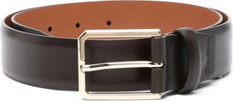 Santoni logo-engraved leather belt - men - Calf Leather - 80 - Black