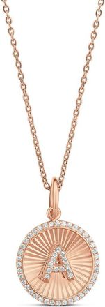 SHYMI Fluted Round Initial Charm Necklace in Rose at Nordstrom