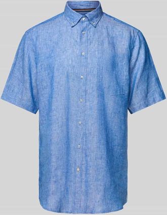 Christian Berg Regular Fit Freizeithemd aus reinem Leinen in Royal, Größe M