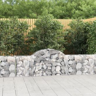 Berkfield Home Arched Gabion Baskets 6 pcs 200x30x60/80 cm Galvanised Iron in Silver