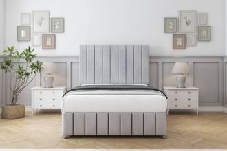 Comfort Beds Sara Naples Divan Set 2 Drawers-26 Headboard-Footboard in Silver | Size: Small Double