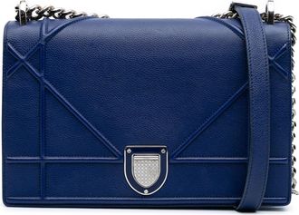 Dior Pre-owned Womens Caro Flap Bag Quilted Leather - Dark Blue - One Size
