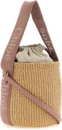 Chlo&eacute; Hand-Woven Straw Bucket Bag - Beige